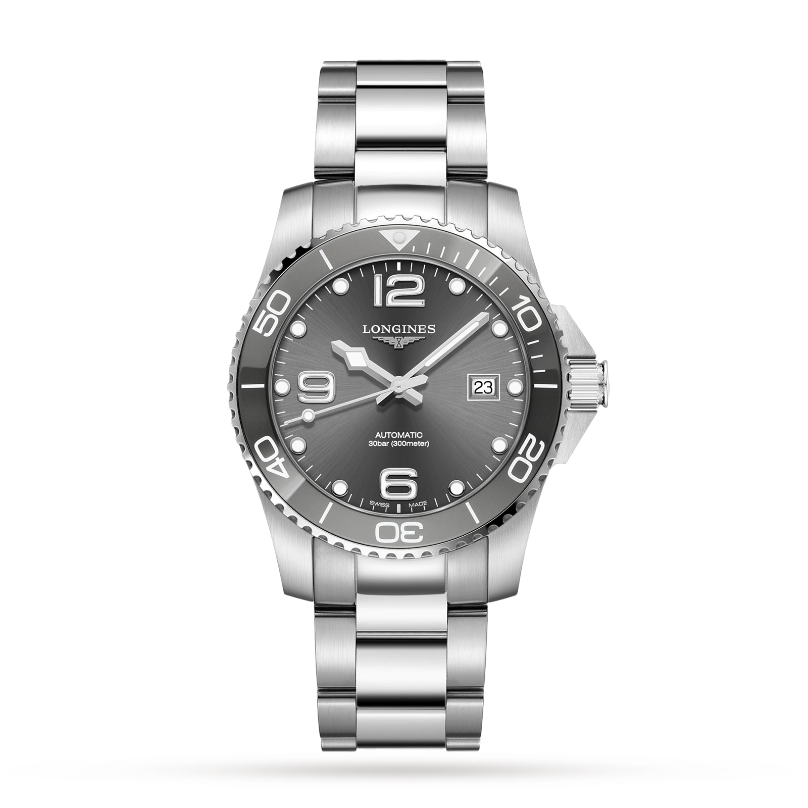 Longines HydroConquest Sunray Grey Dial 41mm Automatic Diving Mens