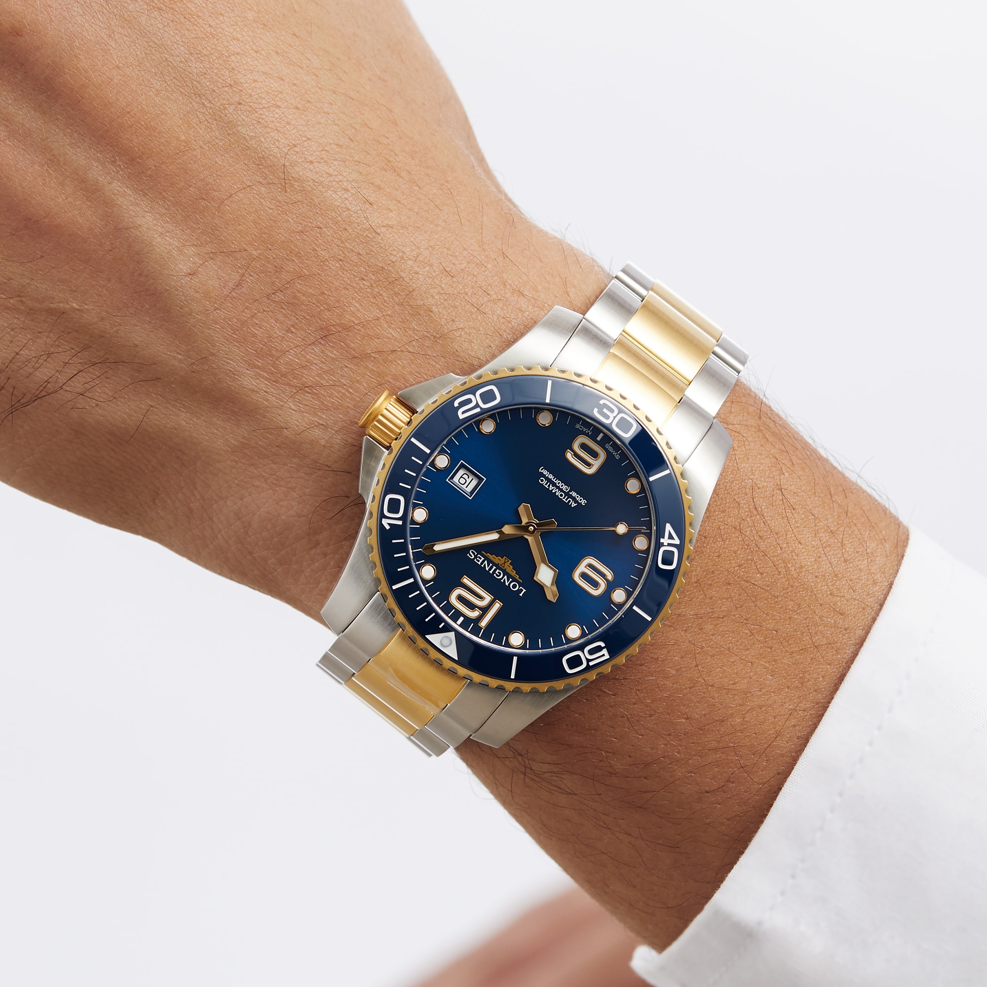 Longines hydroconquest blue discount gold