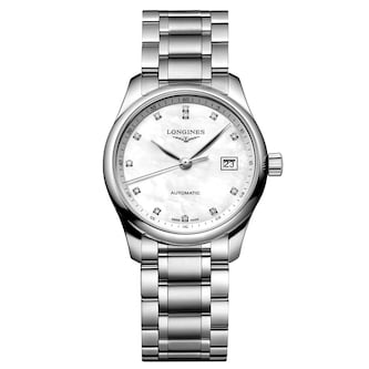 Longines Master Collection 29mm Ladies Watch White Mother Of Pearl