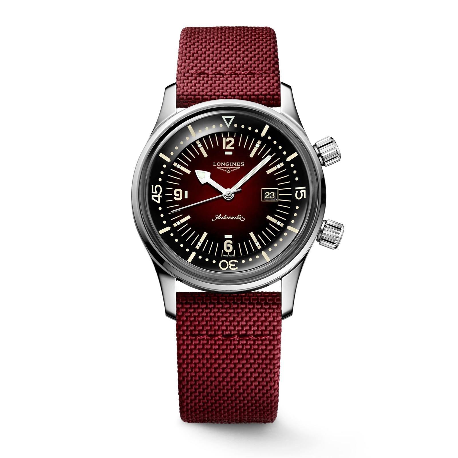 Longines Legend Diver 36mm Mens Watch Red