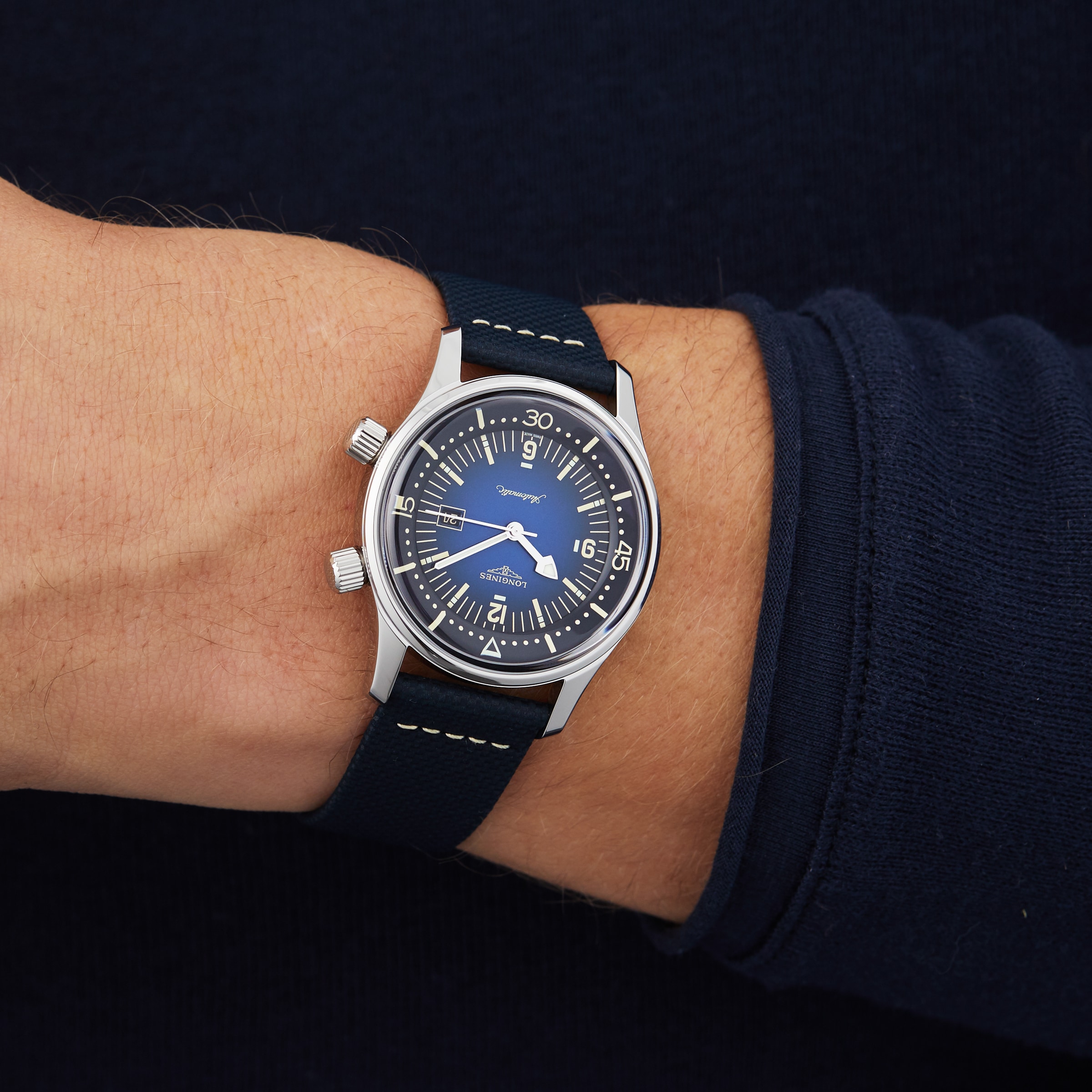 Longines Legend Diver 36mm Mens Blue Watch L33744902 | Watches Of 
