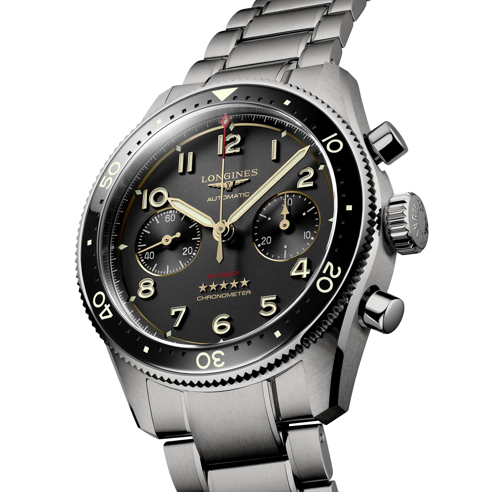 Longines Spirit Flyback Titanium 42mm Mens Watch Grey