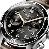 Longines Spirit Flyback 42mm Steel Brown Leather Strap Black Sunray Dial