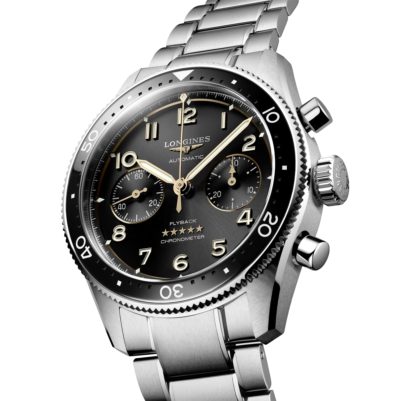 Longines Spirit Flyback 42mm Stainless Steel Black Sunray Dial