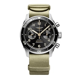 17351116 - Spirit Flyback 42mm Steel Beige NATO Strap Black Sunray Dial