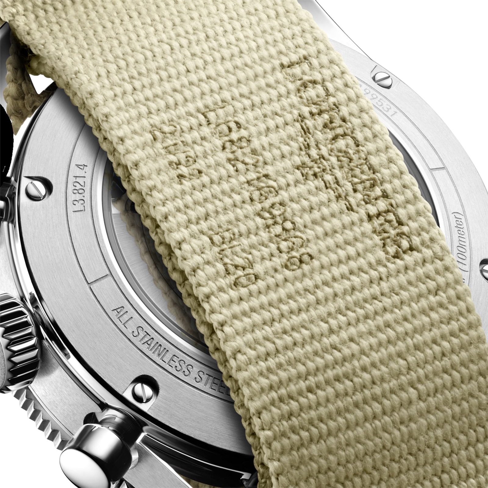Longines Spirit Flyback 42mm Steel Beige NATO Strap Black Sunray Dial