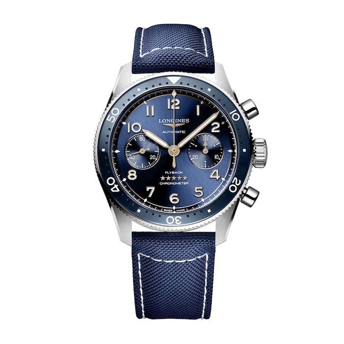 Longines Spirit Flyback 42mm Steel Blue Fabric Strap Blue Sunray Dial
