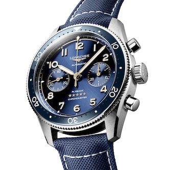 Longines Spirit Flyback 42mm Steel Blue Fabric Strap Blue Sunray Dial