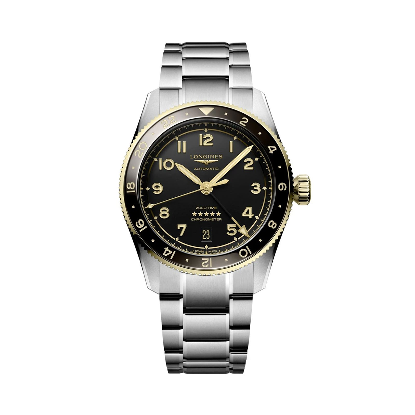 Longines Spirit Zulu Time 39mm Mens Watch Black Stainless Steel Longines Spirit Zulu Time 39mm Mens Watch Black Stainless Steel