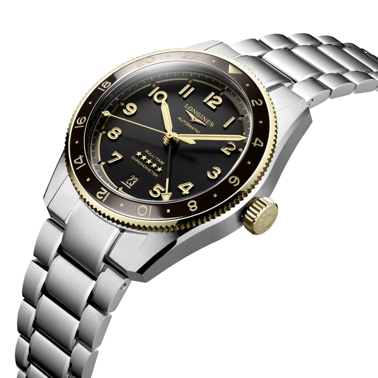 Longines Spirit Zulu Time 39mm Mens Watch Black Stainless Steel Longines Spirit Zulu Time 39mm Mens Watch Black Stainless Steel