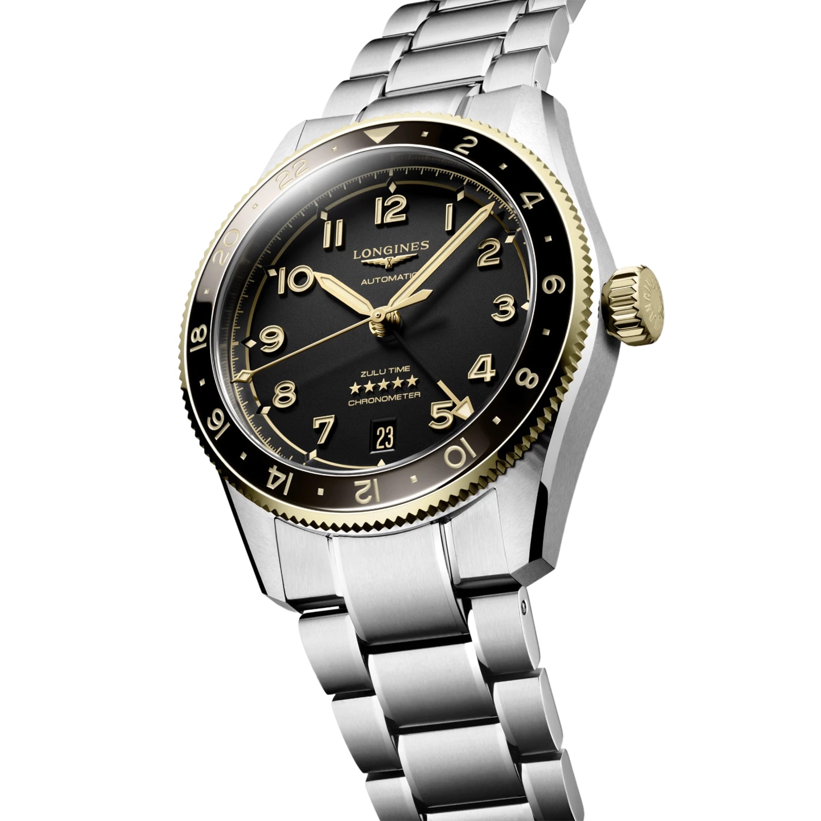 Longines Spirit Zulu Time 39mm Mens Watch Black Stainless Steel Longines Spirit Zulu Time 39mm Mens Watch Black Stainless Steel