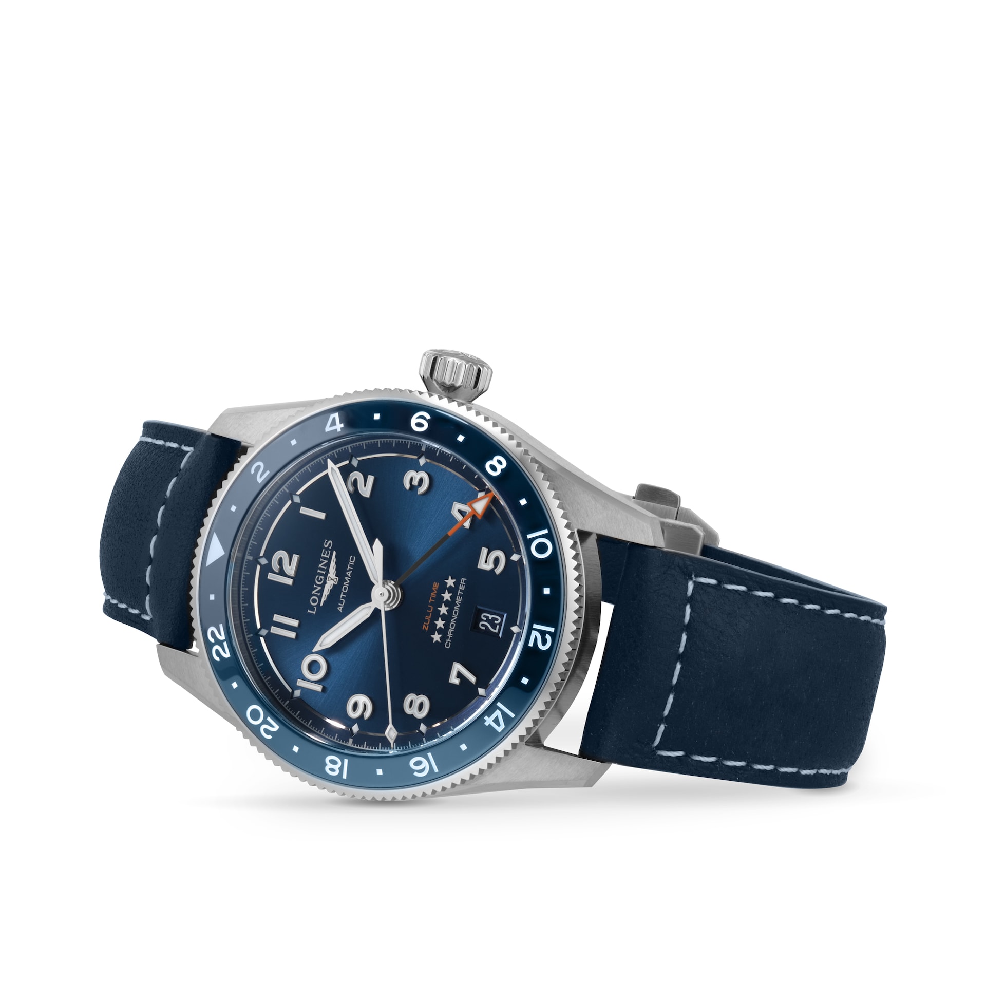 Longines Spirit Zulu Time 39mm Mens Watch Blue