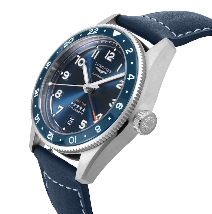 Longines Spirit Zulu Time 39mm Mens Watch Blue