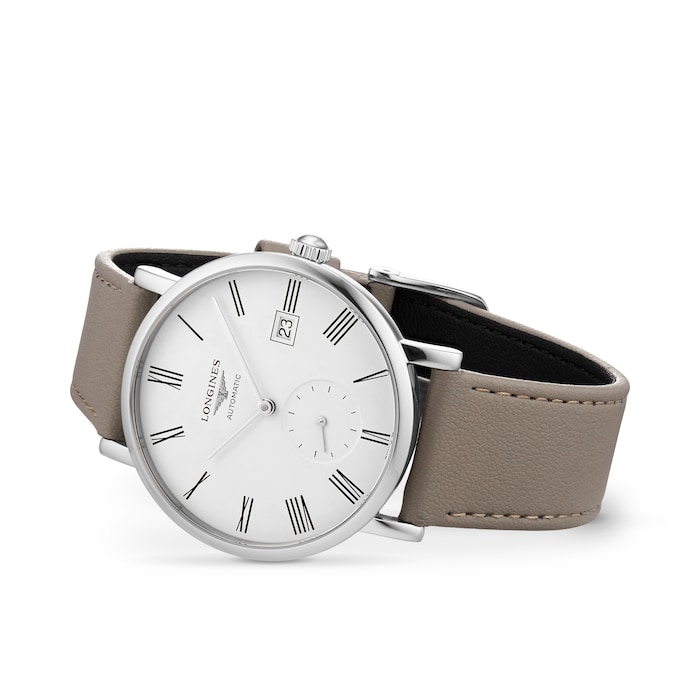 Longines Elegant Collection 39mm Mens Watch Beige Strap