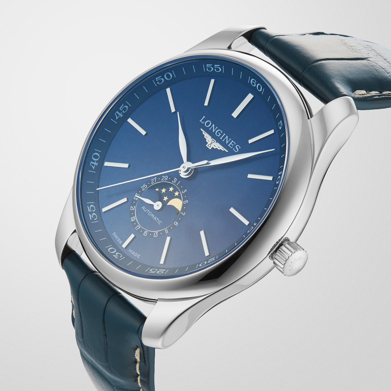 Longines master best sale blue dial