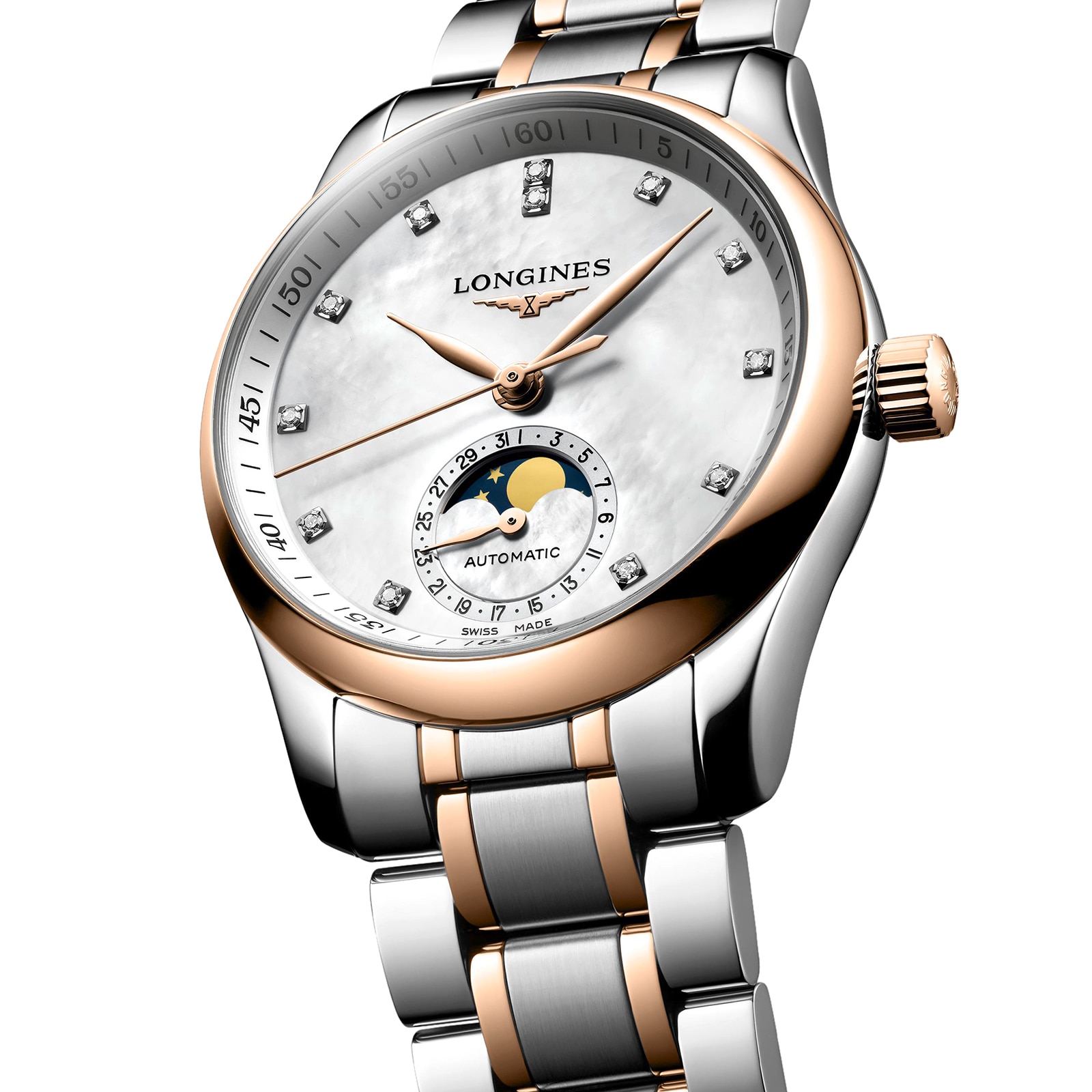 Longines Master Collection Moophase 34mm Ladies Watch Mother Of