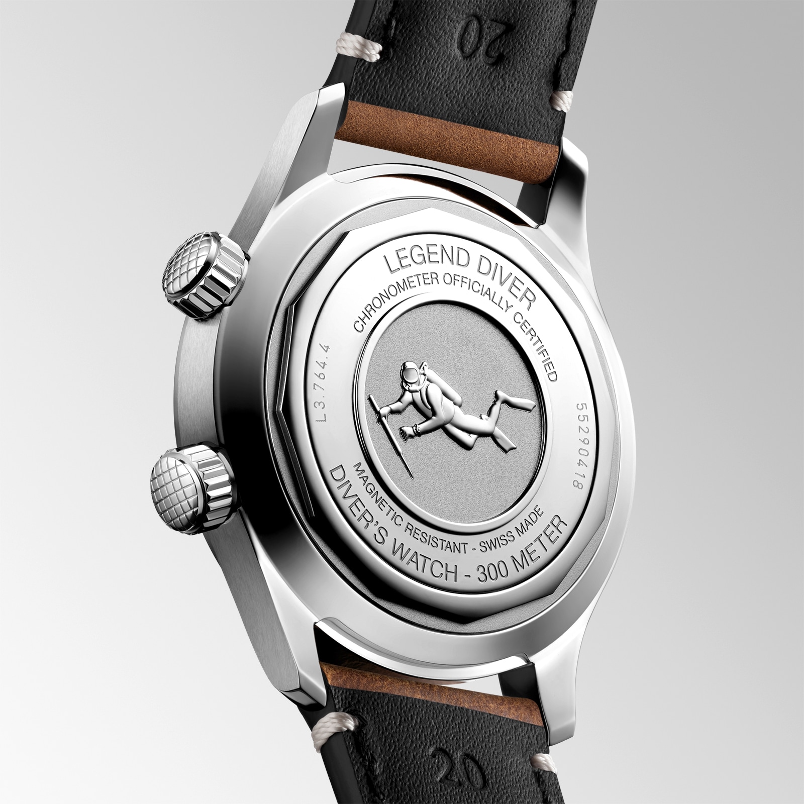 Longines Legend Diver 39mm Mens Watch Black Leather