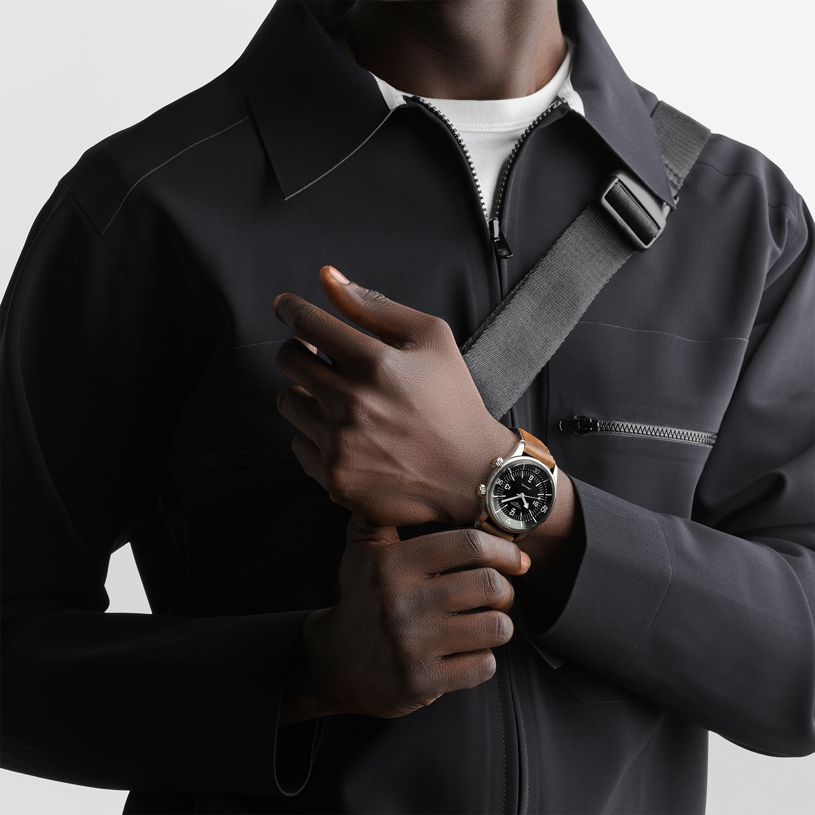 Longines Legend Diver 39mm Mens Watch Black Leather