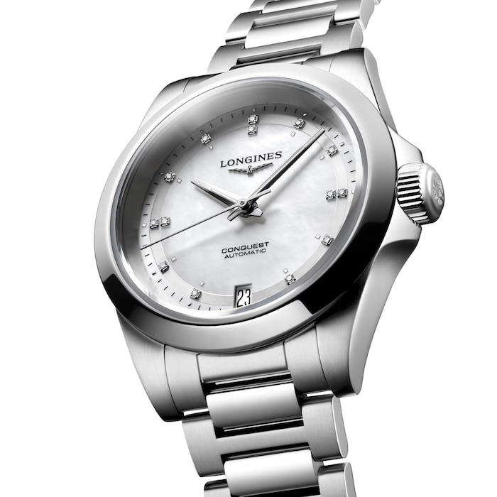 Longines Conquest 34mm Ladies Watch Mother Of Pearl