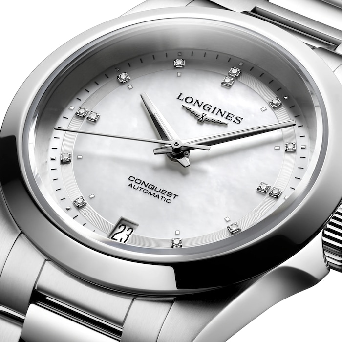 Longines Conquest 34mm Ladies Watch Mother Of Pearl