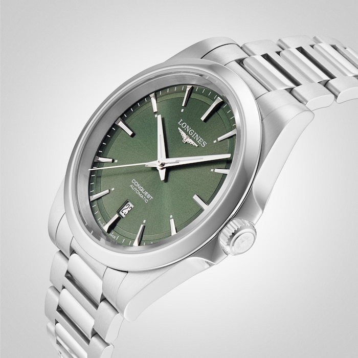 Longines Conquest 41mm Mens Watch Green L38304026 | Goldsmiths