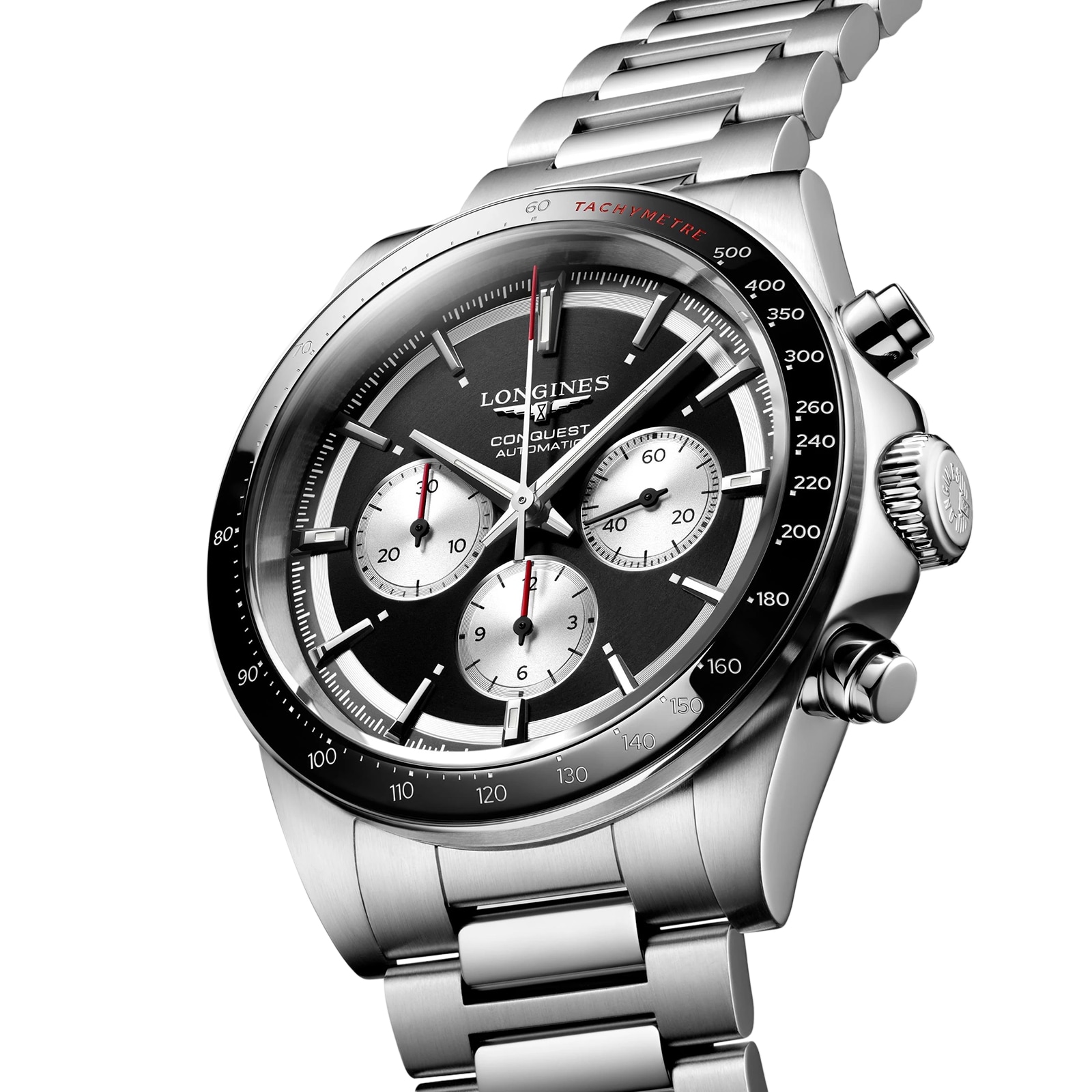 Longines Conquest Chronograph 42mm Mens Watch Black