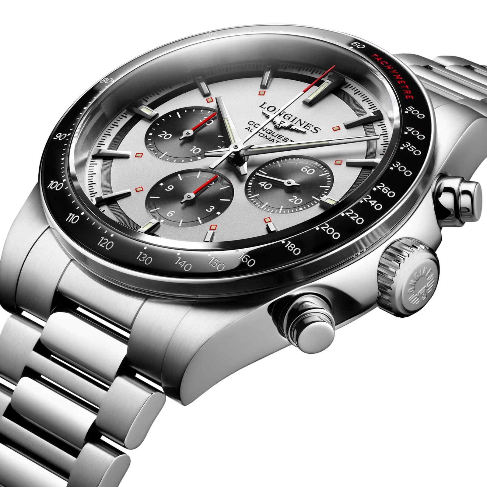 Conquest Chronograph 42mm Mens Watch Silver