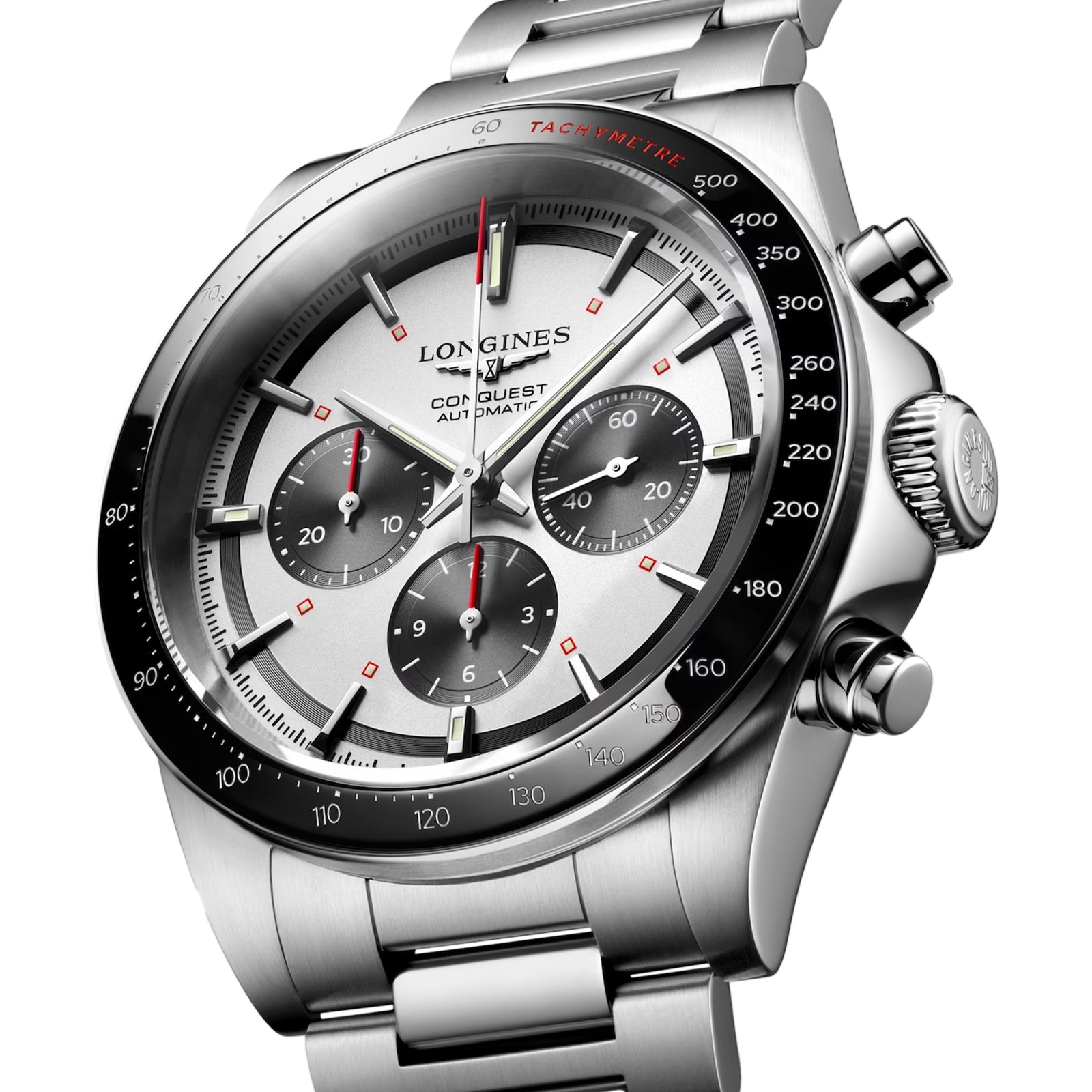 Longines Conquest Chronograph 42mm Mens Watch Silver