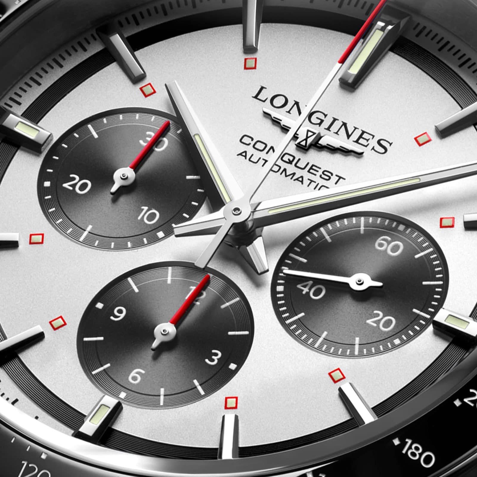 Longines Conquest Chronograph 42mm Mens Watch Silver