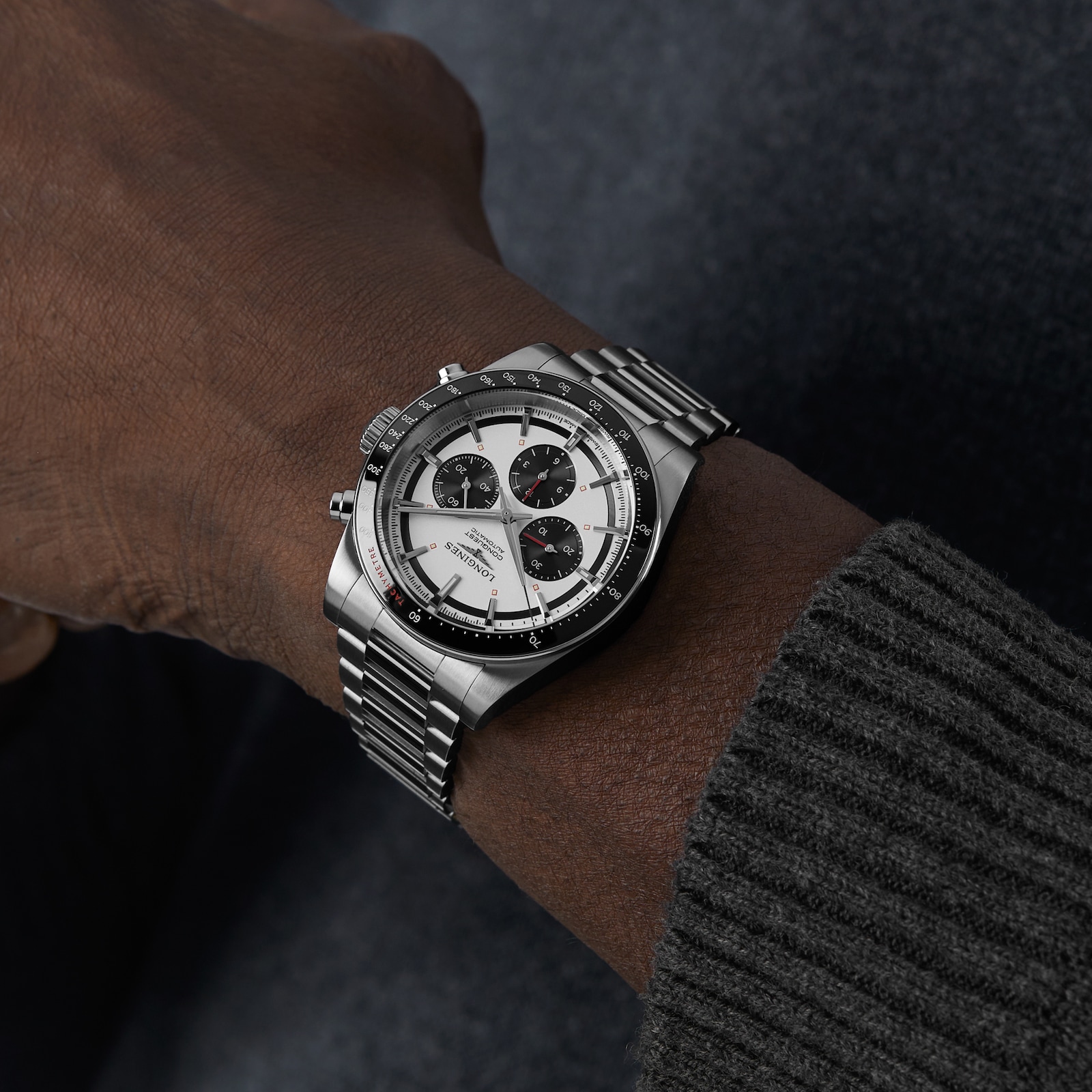 Longines Conquest Chronograph 42mm Mens Watch Silver