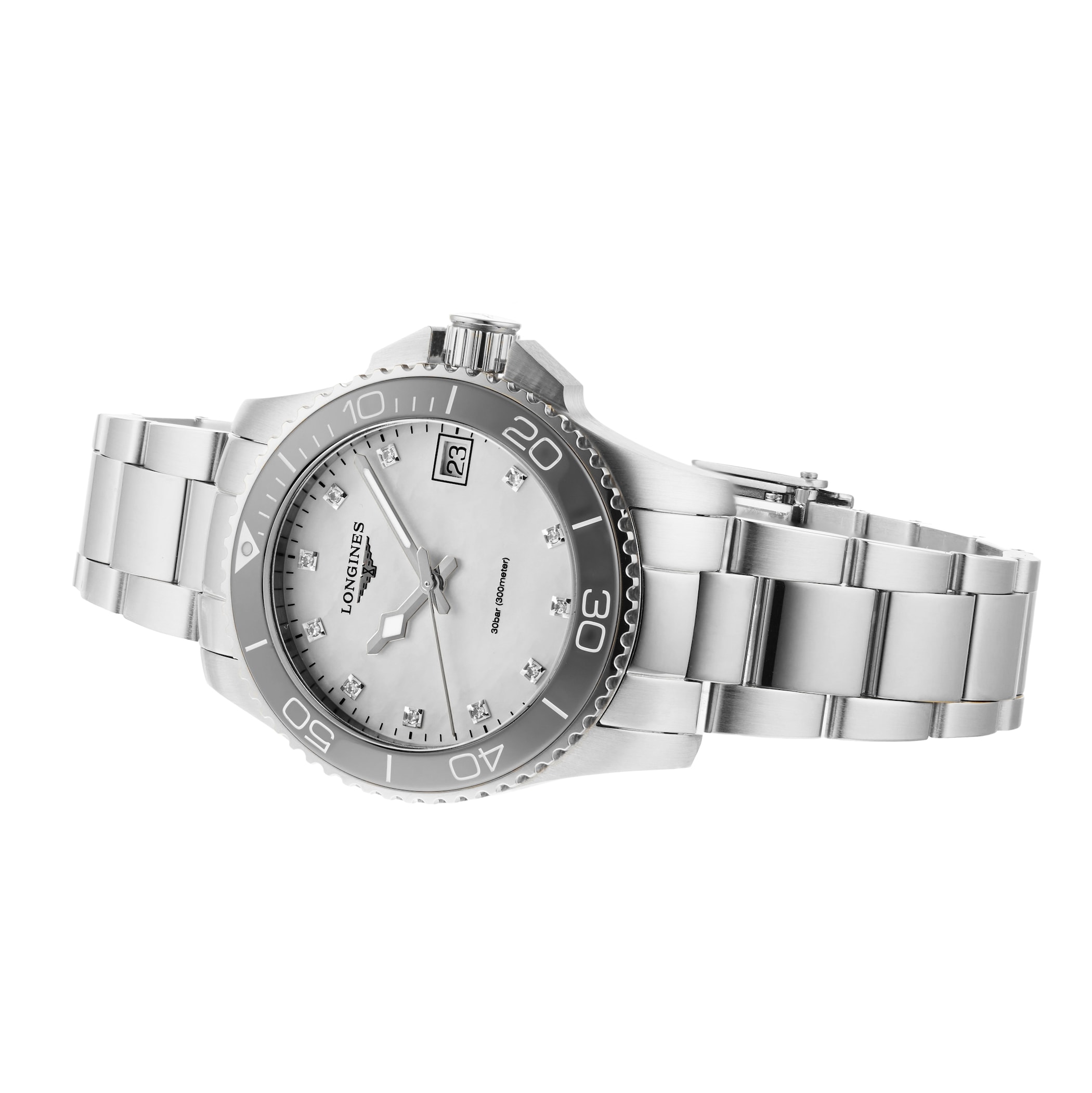 Longines HydroConquest 32mm Ladies Watch Mother Of Pearl Silver Exclusive to The Watches Of Switzerland Group Longines HydroConquest 32mm Ladies Watch Mother Of Pearl Silver Exclusive to The Watches Of Switzerland Group