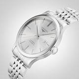 Longines Record 40mm Mens Watch Sunray Silver