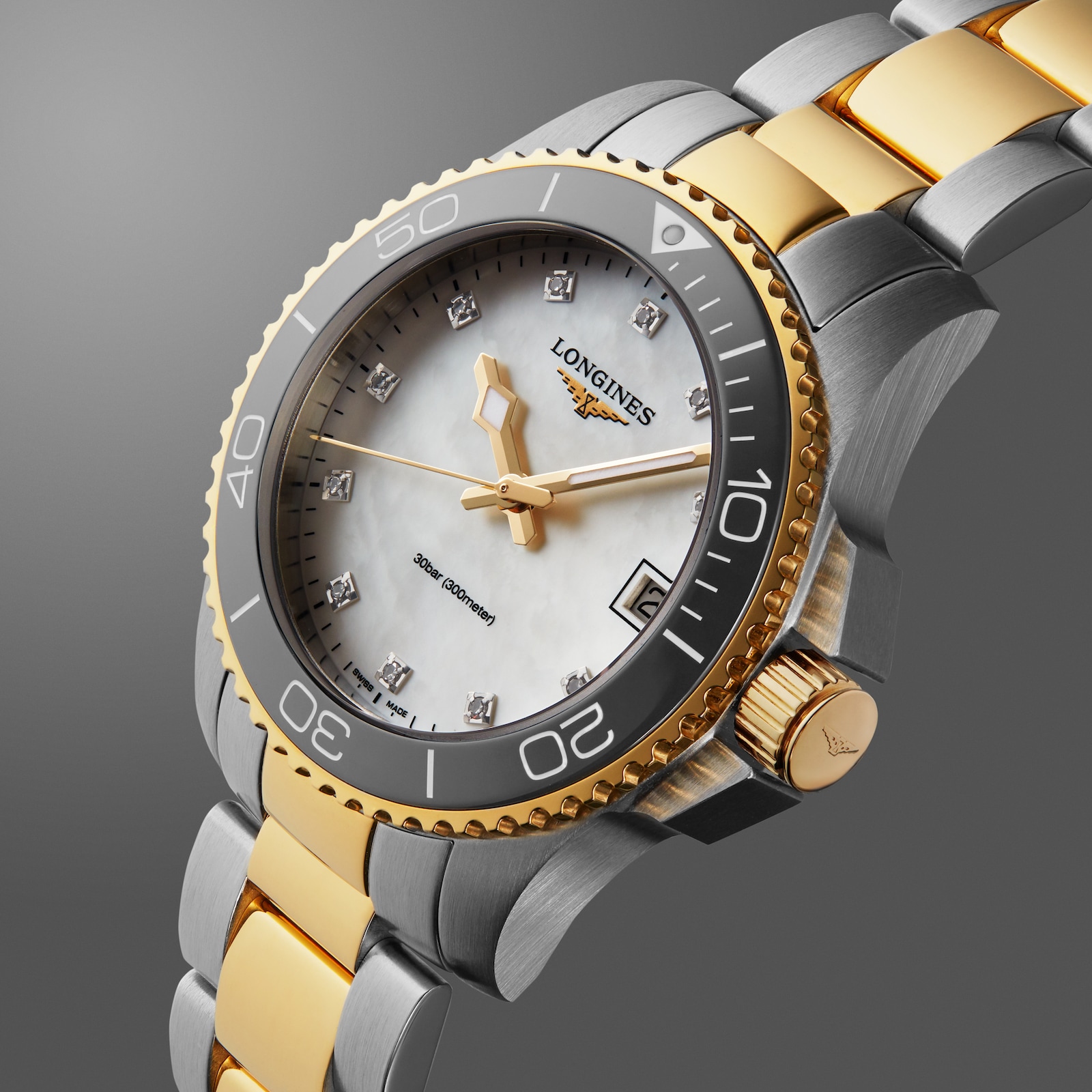 Longines Hydroconquest 32mm Ladies Watch Mother Of Pearl Exclusive to The Watches Of Switzerland Group