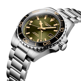 Longines Hydroconquest 41mm Mens Watch Green Stainless Steel