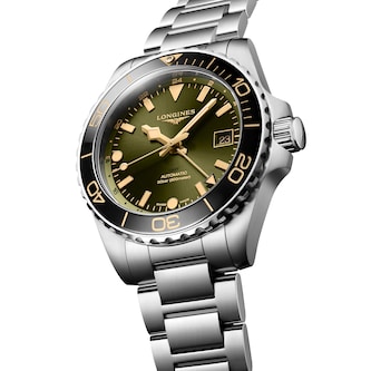 Longines HydroConquest 41mm Mens Watch Green Stainless Steel