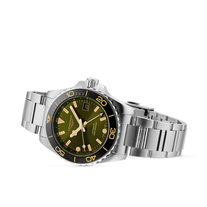 Longines Hydroconquest 41mm Mens Watch Green Stainless Steel
