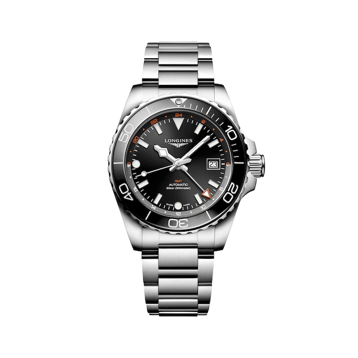 Longines Hydroconquest GMT 41mm Mens Watch Black Stainless Steel