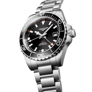 Longines Hydroconquest GMT 41mm Mens Watch Black Stainless Steel