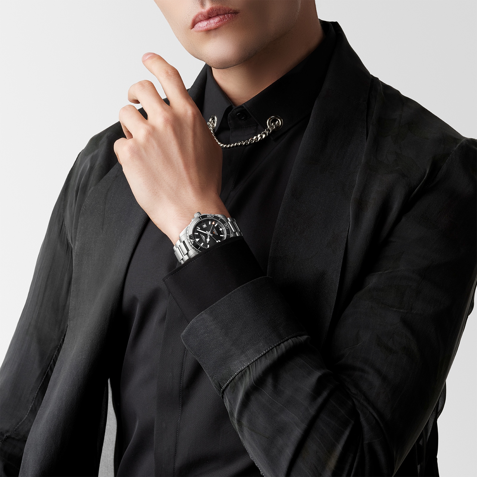 Longines HydroConquest GMT 41mm Mens Watch Black Stainless Steel