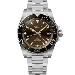 Longines Hydroconquest 41mm Mens Watch Brown Stainless Steel