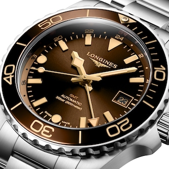 Longines HydroConquest 41mm Mens Watch Brown Stainless Steel
