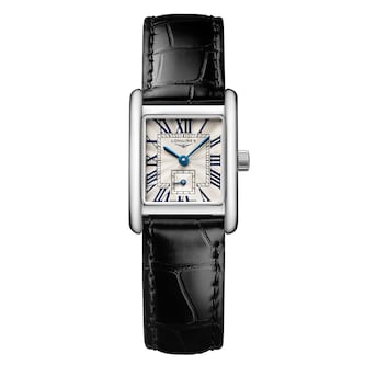 Longines Mini DolceVita 21.5mm X 29mm Ladies Watch Silver Black Alligator