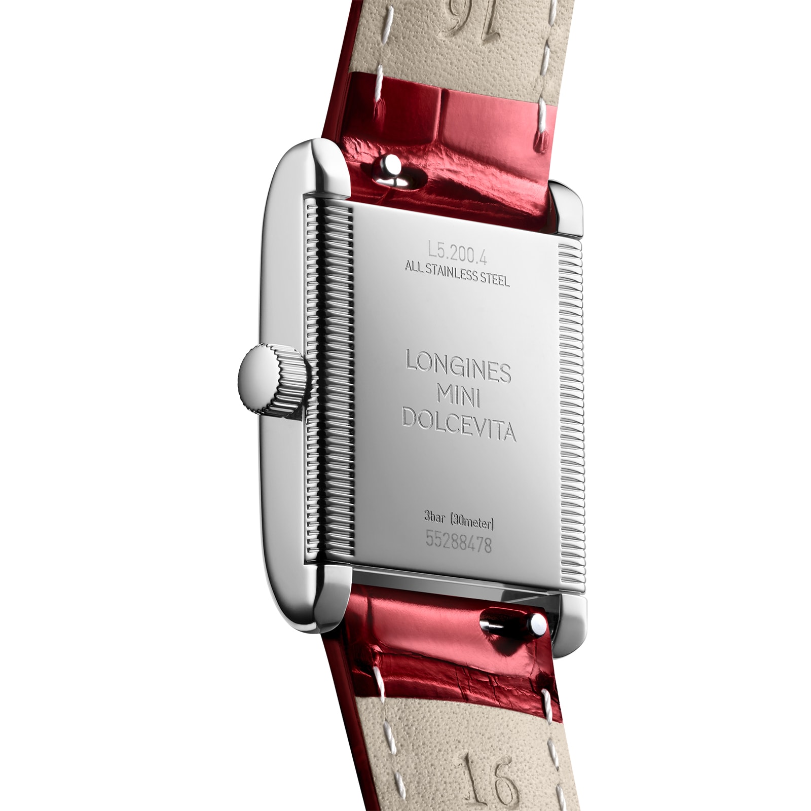 Longines Mini DolceVita 21.5mm X 29mm Ladies Watch Silver Red Alligator