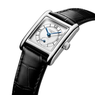 Longines Mini DolceVita 21.5mm X 29mm Ladies Watch Silver Black Alligator