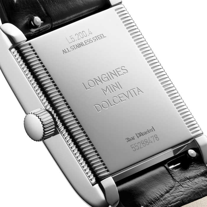 Longines Mini DolceVita 21.5mm X 29mm Ladies Watch Silver Black Alligator