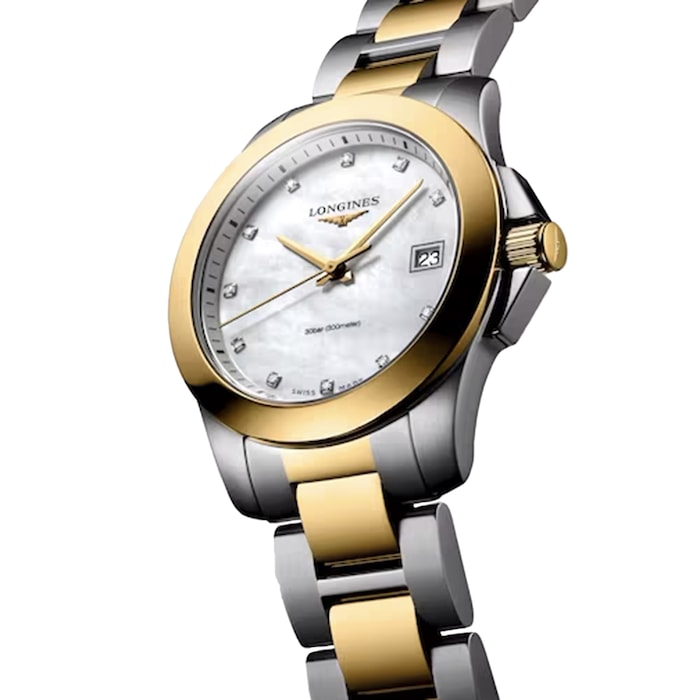 Longines Conquest 34mm Ladies Watch Mother Of Pearl