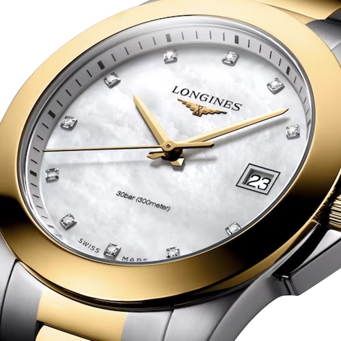 Longines Conquest 34mm Ladies Watch Mother Of Pearl