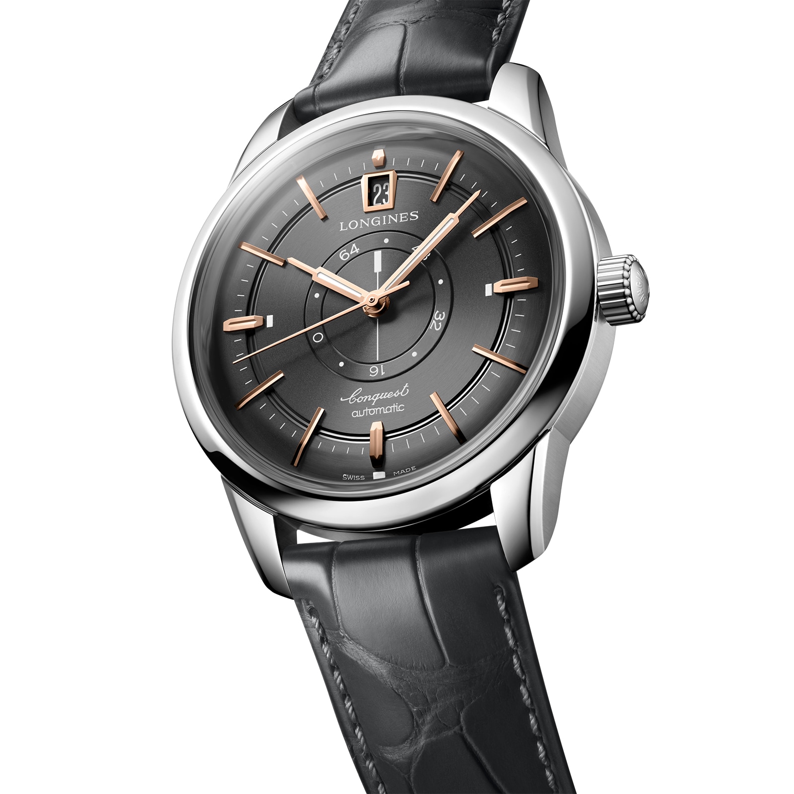 Longines Conquest Heritage Central Power Reserve 38mm Mens Watch Grey