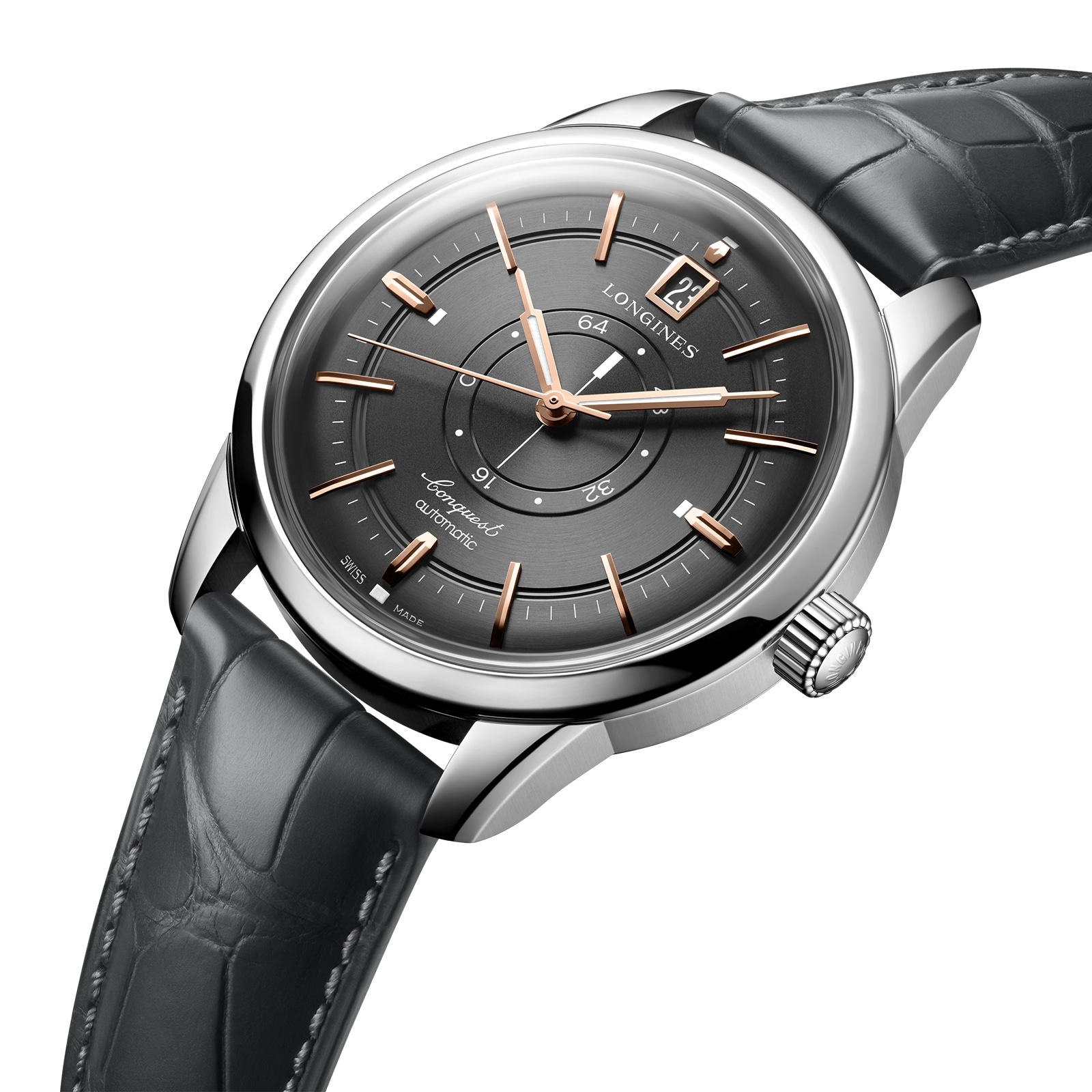 Longines Conquest Heritage Central Power Reserve 38mm Mens Watch Grey