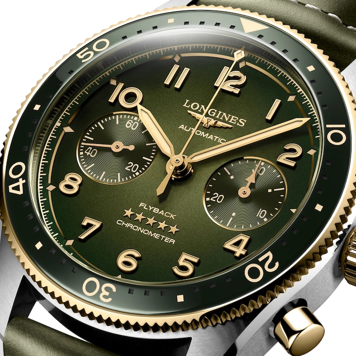 Longines Spirit Flyback 42mm Mens Watch Green